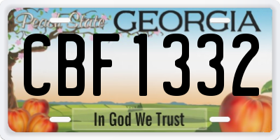 GA license plate CBF1332