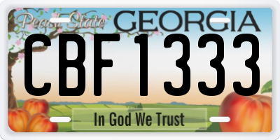 GA license plate CBF1333