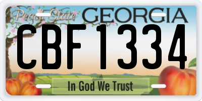 GA license plate CBF1334