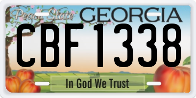 GA license plate CBF1338