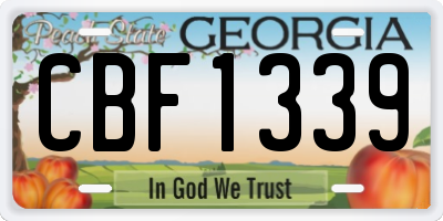 GA license plate CBF1339