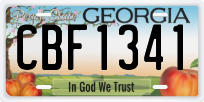 GA license plate CBF1341