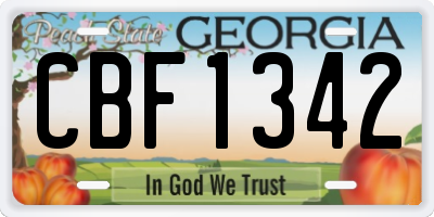 GA license plate CBF1342
