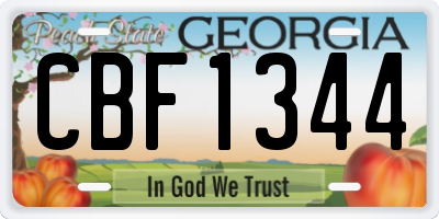 GA license plate CBF1344