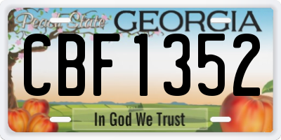 GA license plate CBF1352