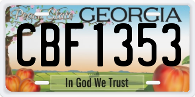 GA license plate CBF1353