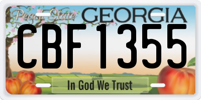 GA license plate CBF1355