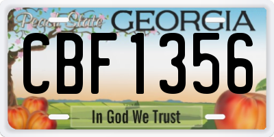 GA license plate CBF1356