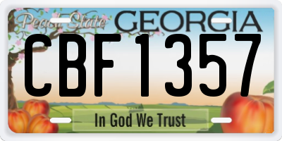 GA license plate CBF1357