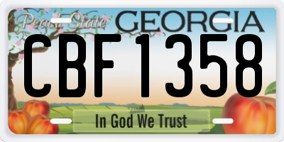 GA license plate CBF1358