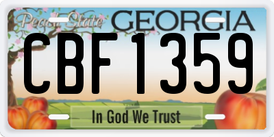 GA license plate CBF1359