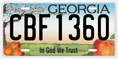 GA license plate CBF1360