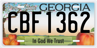 GA license plate CBF1362