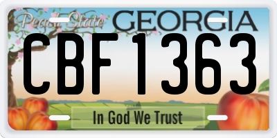 GA license plate CBF1363