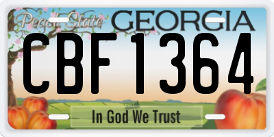 GA license plate CBF1364