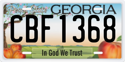GA license plate CBF1368