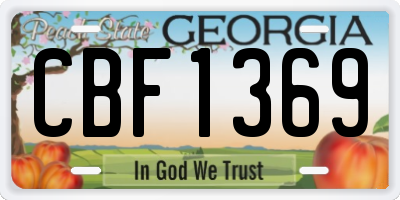 GA license plate CBF1369