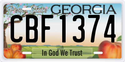 GA license plate CBF1374