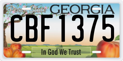 GA license plate CBF1375