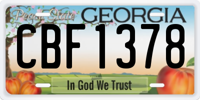 GA license plate CBF1378