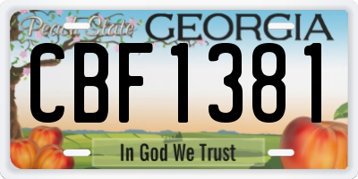 GA license plate CBF1381