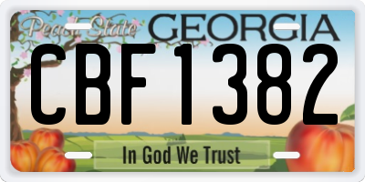 GA license plate CBF1382