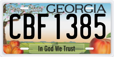 GA license plate CBF1385