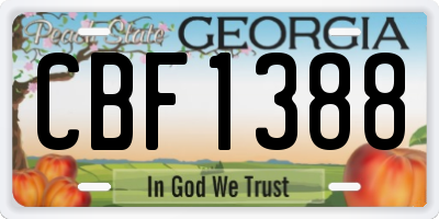 GA license plate CBF1388