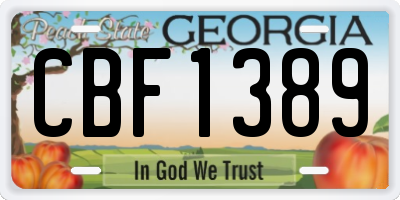 GA license plate CBF1389