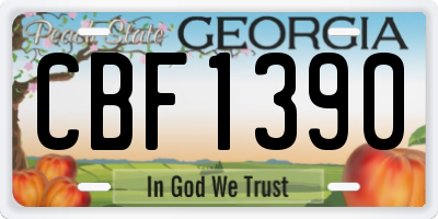 GA license plate CBF1390