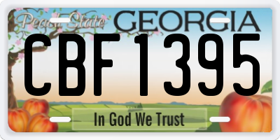 GA license plate CBF1395