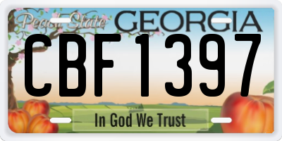 GA license plate CBF1397