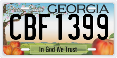 GA license plate CBF1399