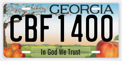 GA license plate CBF1400
