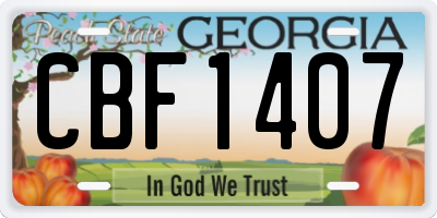 GA license plate CBF1407