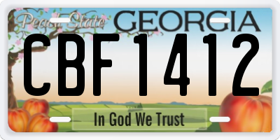 GA license plate CBF1412