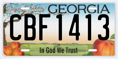 GA license plate CBF1413