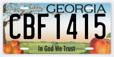 GA license plate CBF1415