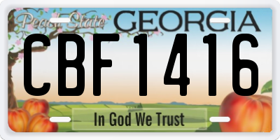 GA license plate CBF1416