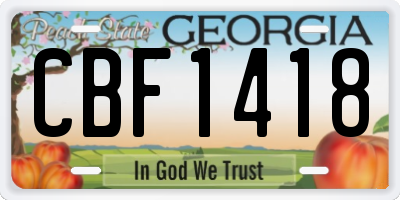 GA license plate CBF1418