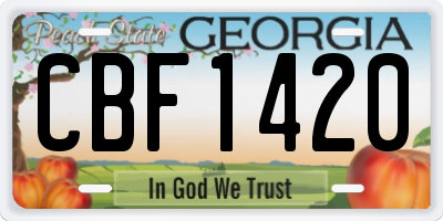 GA license plate CBF1420
