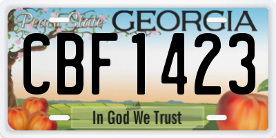 GA license plate CBF1423