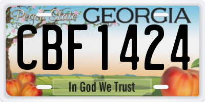 GA license plate CBF1424