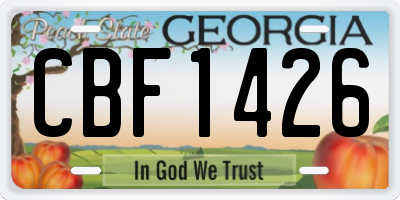 GA license plate CBF1426