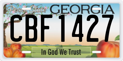 GA license plate CBF1427