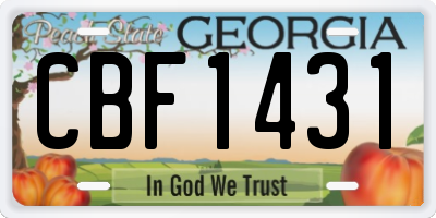GA license plate CBF1431