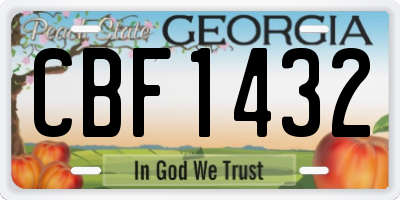 GA license plate CBF1432