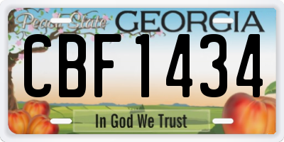 GA license plate CBF1434