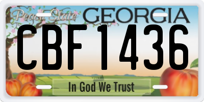 GA license plate CBF1436