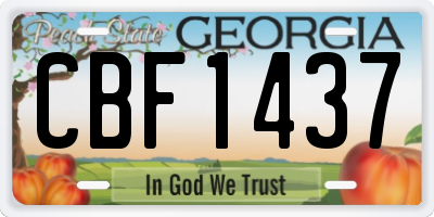 GA license plate CBF1437